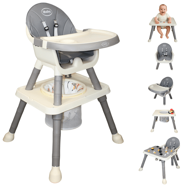 Silla alta periquera 7 en 1 con mesa y charola para bloques primi pasti ibaby gris