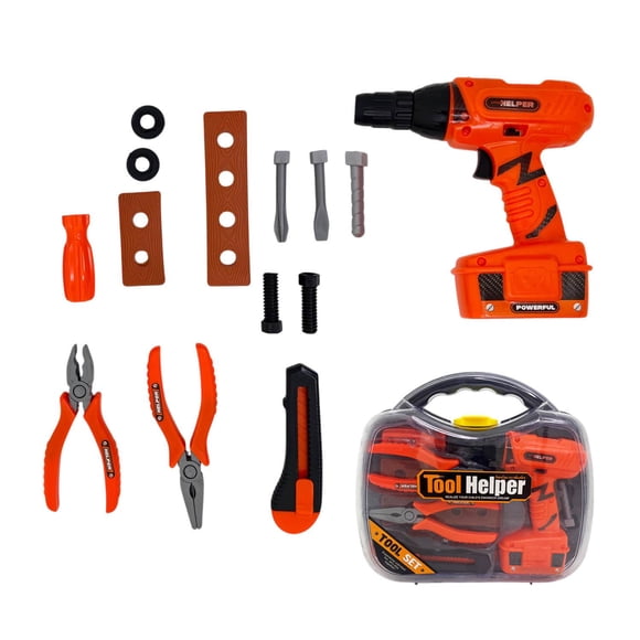 Juguete Maletín De Herramientas 14 Pzs Set De Construcción naranja Grande