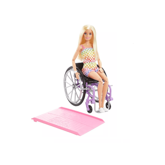 Barbie Fashionista Muñeca Silla de Ruedas Morada para niñas de 3 años en adelante