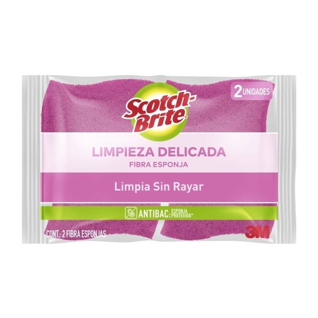 Fibra esponja 3M Scotch-Brite cero rayas superficies delicadas 2 pzas