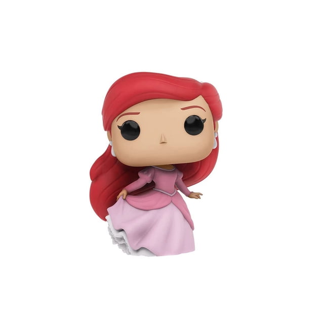 funko pop disney princesas la sirenita - ariel vestido 220 Figura coleccionable de vinil de Ariel con vestido rosa y falda amplia, cabello rojo largo peinado a un lado y ojos negros grandes, vista frontal centrada sobre fondo blanco; altura aprox. 9 cm, ideal para exhibir en vitrinas de colecciones.