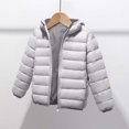 thumbnail image 1 of Chaqueta de plumas con capucha para niños y niñas, ligera, cálida, acolchada, de nailon, abrigo de invierno, color negro, 1 unidad, de 4 a 10 años., 1 of 3