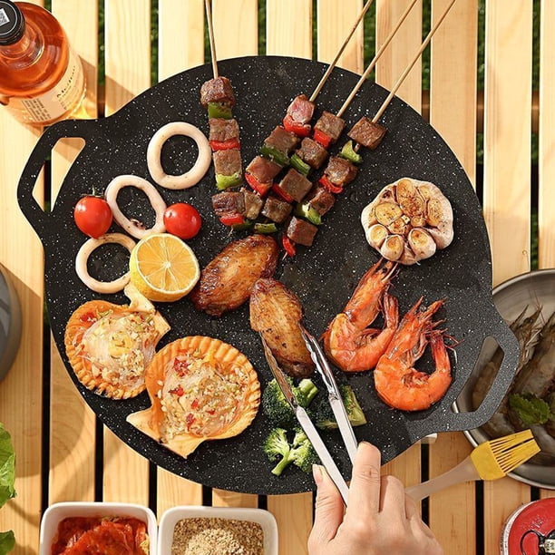 Imagen 6 de Multi-Griddle Grill Pan | Heavy-Duty Cast Iron | Non-Stick BBQ, Baking, Frying | Double Ear Handles | Electromagnetic Compatible | Detachable Legs | Outdoor Camping & Kitchen Use | 1-Pack | Large