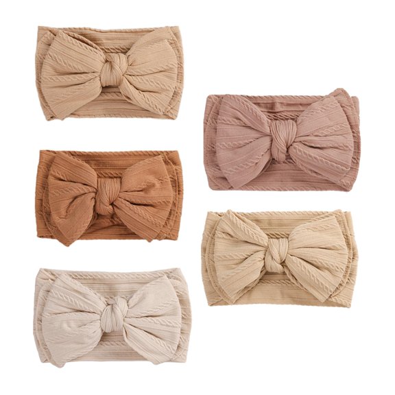5 diademas suaves para bebé con lazo, bonitos accesorios para el cabello, tocados elásticos. arco de doble capa