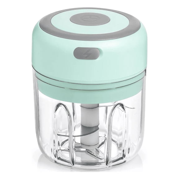 Mini Picador De Ajo Eléctrico Alimentos Recargable 250+150ml Blanco verde
