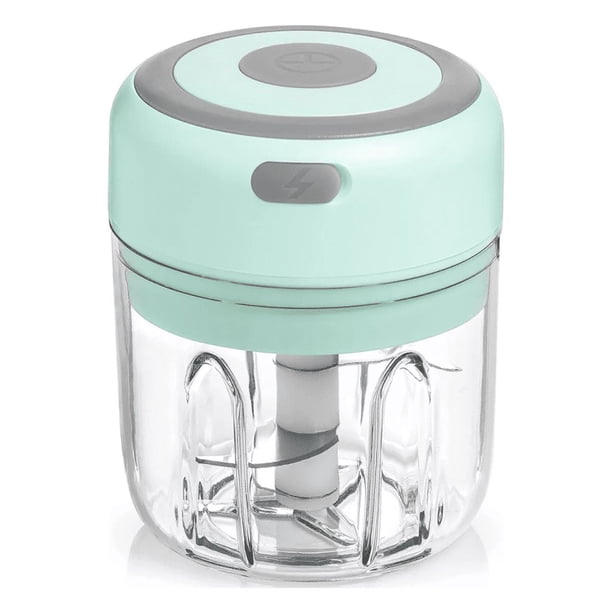 Mini Picador De Ajo Eléctrico Alimentos Recargable 250+150ml Blanco verde
