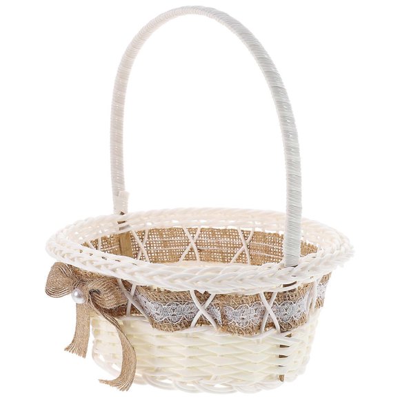 Flower Girl Basket Wedding Rustic Flower Basket with Handle Woven Basket Wedding Party Photo Prop