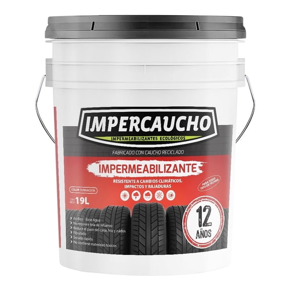Impermeabilizante Impercaucho 12 años rojo 19 L