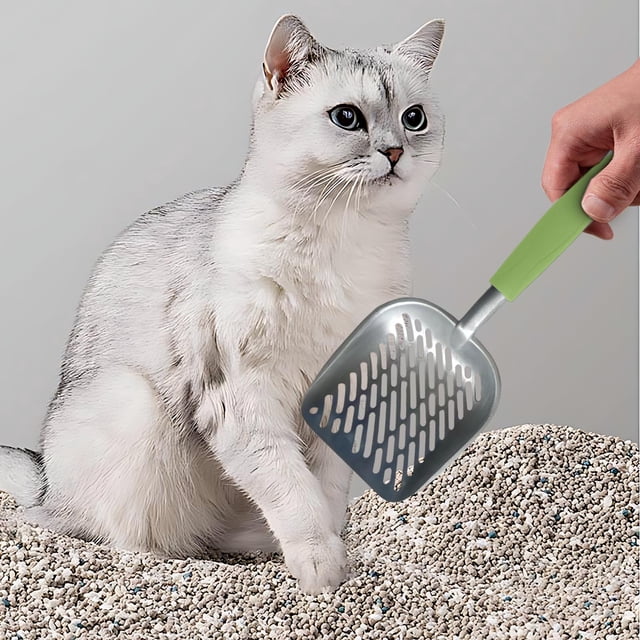 Apmemiss Clearance Cat Litter Scoop, Sturdy Litter Cleaner Corner Shovel, Stainless Steel Mesh Litter Shovel, Easy to Clean Reptile Terrarium Sand Waste, Beach Shovel