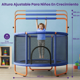 thumbnail image 5 of Trampolín Brincolín Infantil Hurtle, 140cm de Diamentro con Red de Seguridad, Barral de Altura Ajustable 157-168cm, Incluye Saco de Boxeo, Hamaca, Aros y 20 Pelotas, Soporta 55Kg, Interior y Exterior, 5 of 6