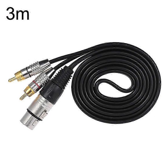 XLR Female To 2RCA Male Plug Stereo Audio Cable, Length: 3m