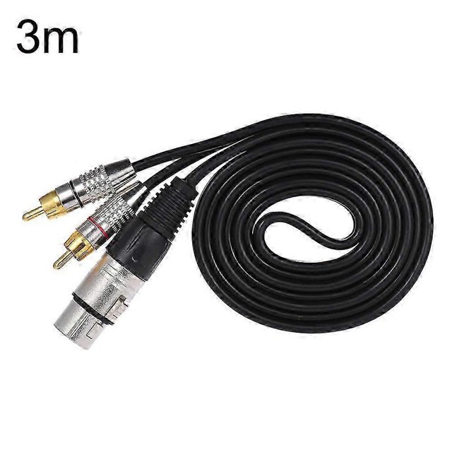 XLR Female To 2RCA Male Plug Stereo Audio Cable, Length: 3m
