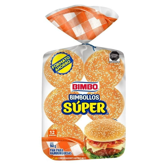 Pan para hamburguesa Bimbo Bollos Super Ajonjoli 12 piezas