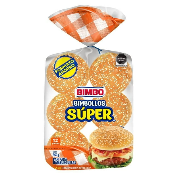 Pan para hamburguesa Bimbo Bollos Super Ajonjoli 12 piezas