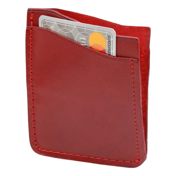 Tarjetero Vertical Unisex Piel Genuina Pull Up Compacto rojo