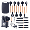 thumbnail image 1 of Utensilios De Cocina Silicona Juego De Cuchillo 19 Set Negro, 1 of 5