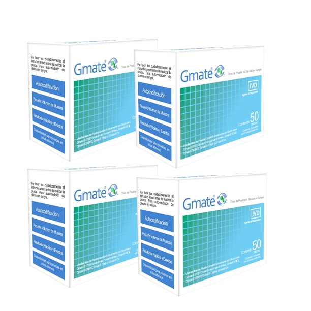 Kit de 4 cajas de Tiras Reactivas Gmate cada Caja Con 50 Piezas