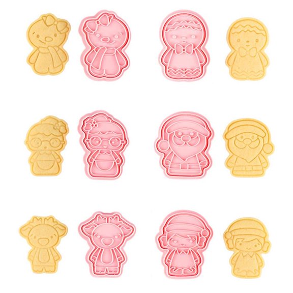 Billuyoard Juego de 6 cortadores de galletas navideños portátiles con dibujos animados, ideales para el diario. Herramientas y accesorios para hornear