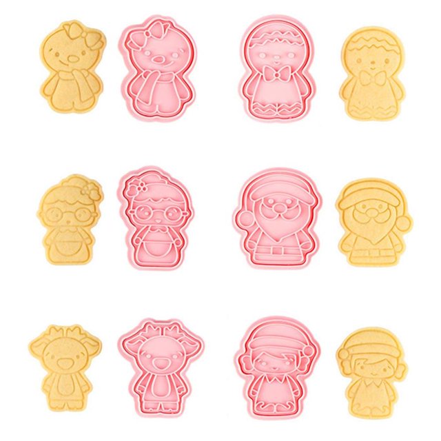 Billuyoard Juego de 6 cortadores de galletas navideños portátiles con dibujos animados, ideales para el diario. Herramientas y accesorios para hornear