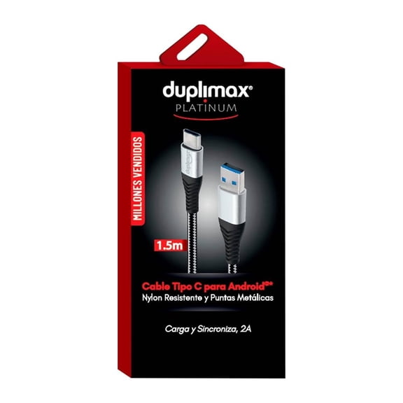 Cable USB C Duplimax Platinum 1.5 m Negro