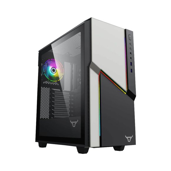 Gabinete Batauro Nhyo con Ventana Vidrio Templado Midi-Tower/ATX Sin Fuente 1 x 120mm Ventilador ARGB Instalado Negro