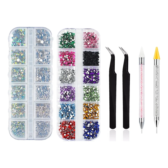 Cristal Ab Y Kit  De Uñas Rhinestones Xtellar multicolor