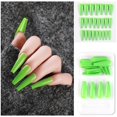 thumbnail image 1 of Uñas postizas a presión, regalo para mujer, 24 uñas postizas largas de cobertura completa, puntas de ataúd, manicura artística de bailarina, pegatinas para uñas., 1 of 2