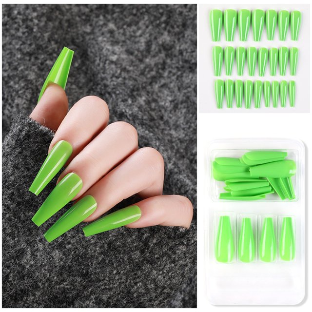 Uñas postizas a presión, regalo para mujer, 24 uñas postizas largas de cobertura completa, puntas de ataúd, manicura artística de bailarina, pegatinas para uñas.