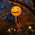 thumbnail image 4 of Decoraciones colgantes de calabazas de papel para Halloween: calabaza plegable de papel crepé con cara sonriente y borlas para fiestas de Halloween en interiores y exteriores., 4 of 7