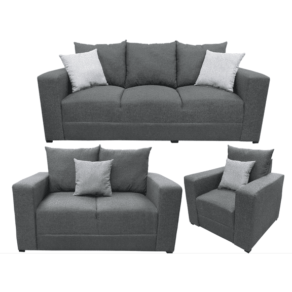 Sala Modular 3-2-1 El Bazar Store Miami Gris Oxford, Sofa, Love seat y sillon