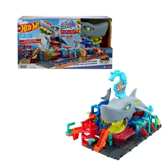 Pista de Juguete Hot Wheels Collector Lavado de Autos Mega Tiburón