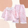 thumbnail image 5 of Pajama de las Niñas Del Bebé Conjuntos de Encaje Recortado Solapa Dos Piezas Ropa de Dormir, Respirable Aire Acondicionado Ropa para Niños, 5 of 5