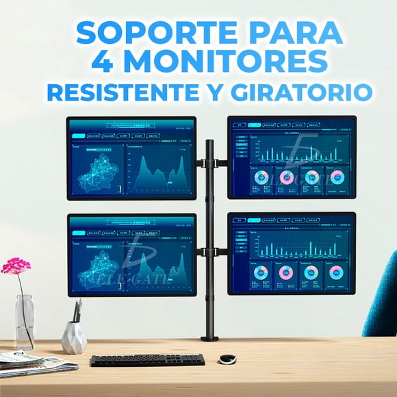 Soporte de Mesa o Escritorio para 4 Monitores Ele-Gate HOLD67 Pantalla 13 A 27