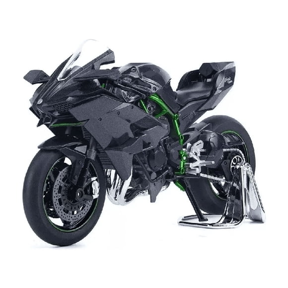 "Kawaski H2r Miniatura Moto Metal De Luz Y Sonido Base 1:12 negra "