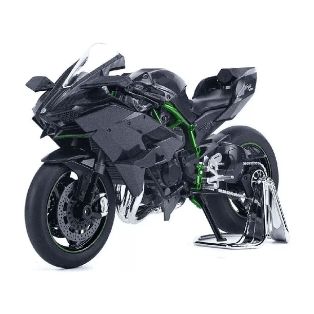 "Kawaski H2r Miniatura Moto Metal De Luz Y Sonido Base 1:12 negra "