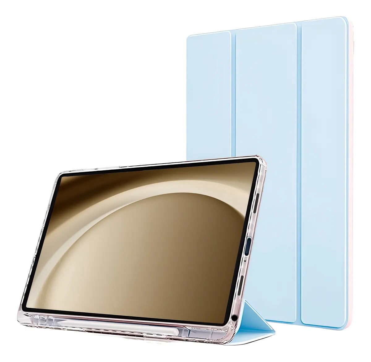 Funda Protectora Transparente Smart Cover para Samsung Galaxy Tab A9 (8.7 Pulgadas) - Estuche Carcasa Rígida Antigolpes y Cubierta Color Azul.