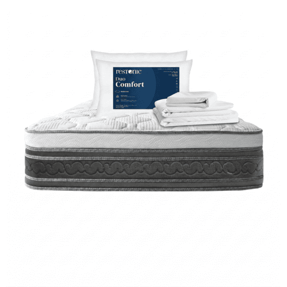 Colchon King Size Restonic Confort Ortopédico Anti-Estrés + 2 Almohadas Restonic + Sabanas