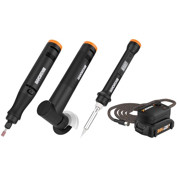 Kit de Herramienta Rotativa Herramienta de Artesanía y Amoladora WORX WX991L MAKERX con Batería de 20 V y Cargador Negro