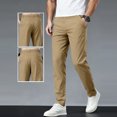 thumbnail image 2 of Amzcrzy Pantalones Clásicos Hombre Color Liso Cintura Elástica Cómodos Transpirables Elásticos Moda Informal Senderismo Pescar Correr Ejercicio Bolsillos Tallas S-3XL Marrón, 2 of 8