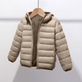 thumbnail image 1 of Chaqueta de plumas con capucha para niños y niñas, ligera, cálida, acolchada, de nailon, abrigo de invierno, color negro, 1 unidad, de 4 a 10 años., 1 of 3