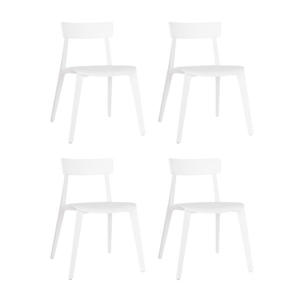 OFFIHO Set de 4 Sillas Kipali Blanco para exterior resistente a rayos UV de polipropileno