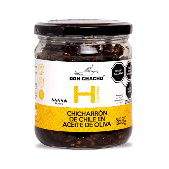 Chicharrón de Chile Habanero en Aceite de Oliva Don Chacho de 330 gr