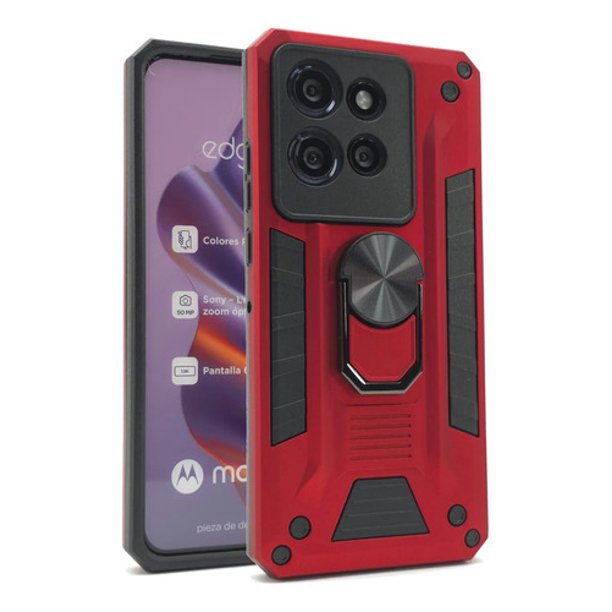 Funda Icon Case Blade Robot para Moto Edge 60 Neo, Carcasa, Protector, Uso Rudo, Antigolpes, Resistente, Esquinas Reforzadas, Protección de Cámara - Rojo