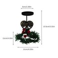 thumbnail image 3 of Candelabro navideño de metal bronce con diseño de reno y corazón | Centro de mesa navideño con corona y frutos rojos | Portavelas de hierro, 3 of 5