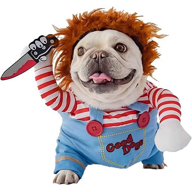 Disfraz de perro de muñeca mortal, divertido disfraz de perro, disfraz de fiesta de Halloween para perros, ropa de Navidad, ropa para mascotas adecuada para cachorros y perros medianos, M