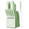 thumbnail image 1 of Juego de Cuchillos de Cocina hecef de 15 Piezas con Recubrimiento Antiadherente - Verde, 1 of 10