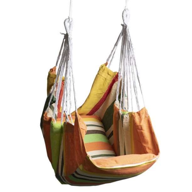 Hamaca Silla Colgante para Exteriores e Interiores de Algodon con cojin ilios innova Multicolor