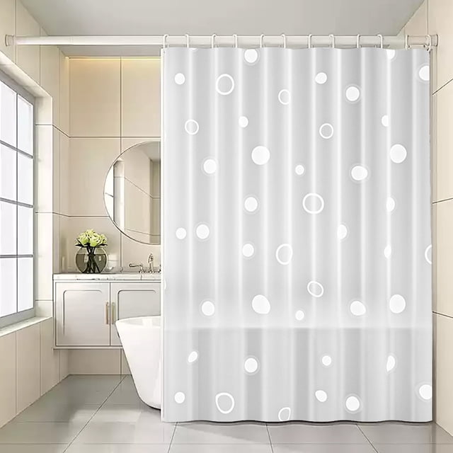 Cortina de Ducha Gruesa para Baño, Resistente Al Agua, con Barra, Tela Impermeable, Sin Perforaciones