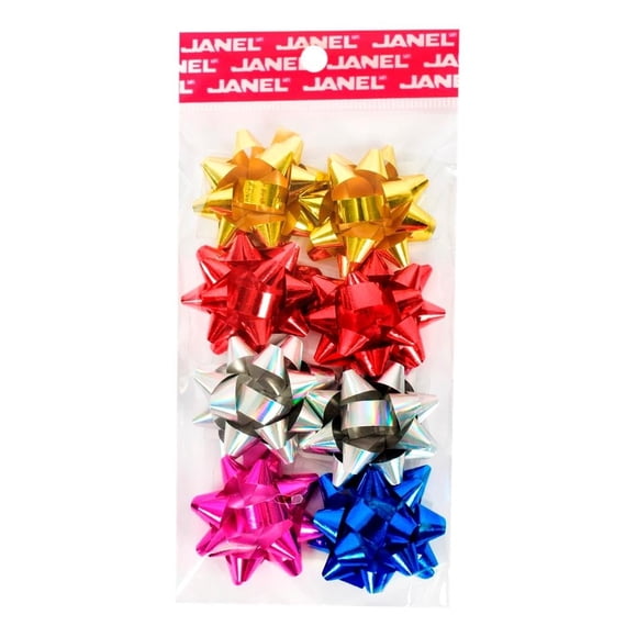 Moños Estrella Janel Multicolor 8 Piezas