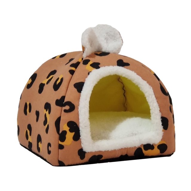 Cama nido semicerrada para gatos y perros con almohada acolchada extraíble y autocalentable rojo